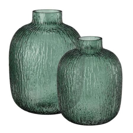 Handmade aqua green glass flower vase