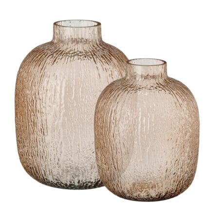 Handmade beige glass flower vase