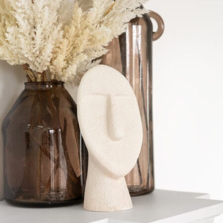 Abstract white cement face sculpture, 11,5 x 4'' - Décors Véronneau