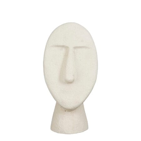 Abstract white cement face sculpture, 11,5 x 4''