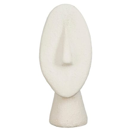Abstract white cement face sculpture, 13,5 x 4,5''