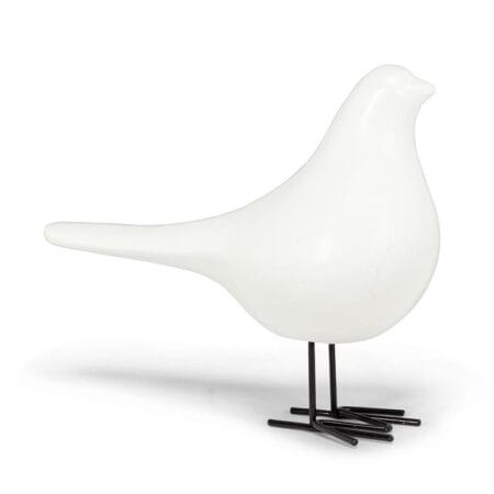Oiseau blanc décoratif en céramique, 6''