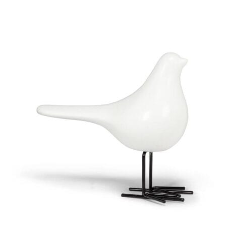 Oiseau blanc décoratif en céramique, 4,5''