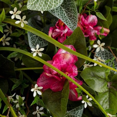 Couvre-épitaphe artificiel d'azalée rose pâle et fittonia - Décors Véronneau