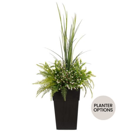 Artificial fern outdoor white flower arrangement