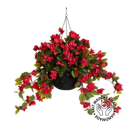 Jardinière suspendue de bougainvillier en pot noir, 24 x 16''