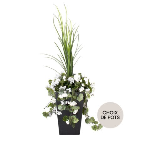 Jardinière extérieure de géranium blanc artificiel