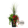Outdoor planter with artificial red hibiscus and greenery with planter options - Décors Véronneau