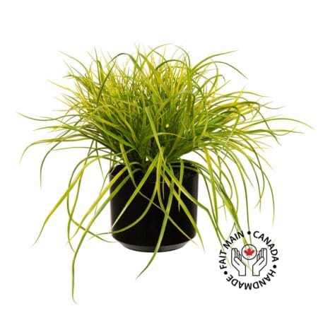 Petite plante verte artificielle extérieure en pot noir, 15''
