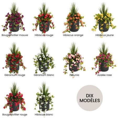 Ensemble de création de jardinière artificielle en pot noir arrondi à assembler soi-même - DIY - Décors Véronneau