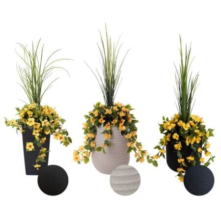 Jardinière extérieure d'hibiscus jaune artificiel - Décors Véronneau