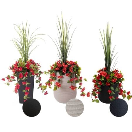 Jardinière extérieure d'hibiscus rouge artificiel - Décors Véronneau