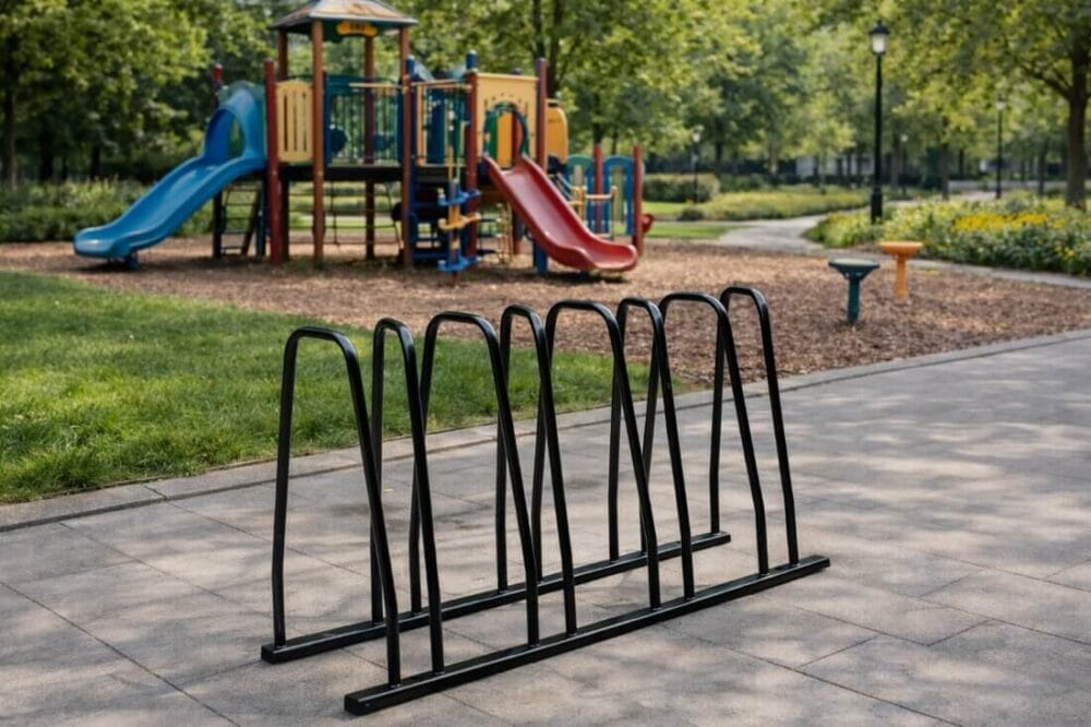 Support à vélo dans un parc public - Décors Véronneau
