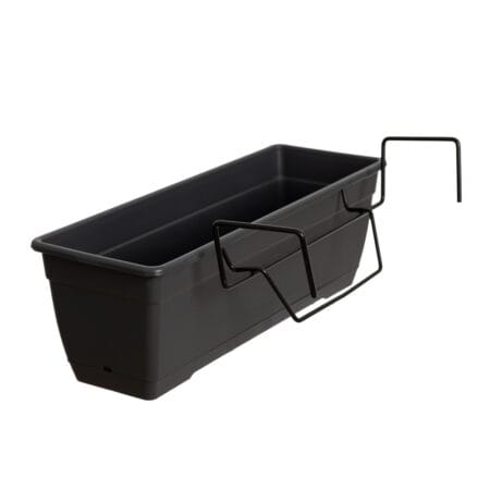 Balconnière gris foncé en plastique avec support, 6,5 x 20'' - Décors Véronneau