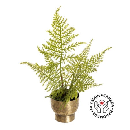 Mini artificial fern plant in a gold pot