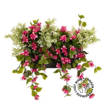 Balconnière extérieure artificielle d'azalée rose et buis