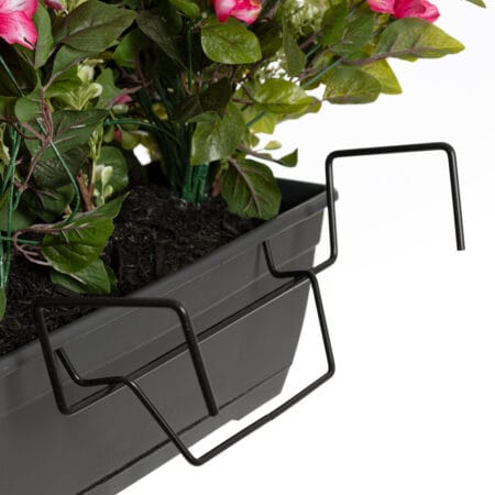 Balconnière extérieure artificielle d'azalée rose et buis - Décors Véronneau