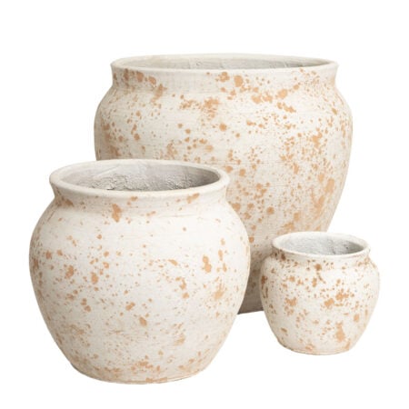 Cache-pot marbré blanc en fibre de ciment