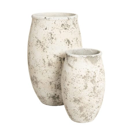 Vase blanc tacheté vert en fibre de ciment