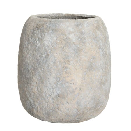 Vase décoratif gris texturé en fibre de ciment, 22 x 21''