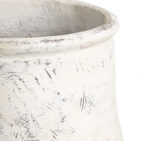 Urne style poterie blanc lavé en fibre de ciment, 46,5 x 22'' - Décors Véronneau