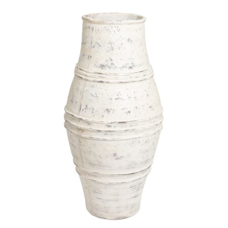 Urne style poterie blanc lavé en fibre de ciment, 46,5 x 22''