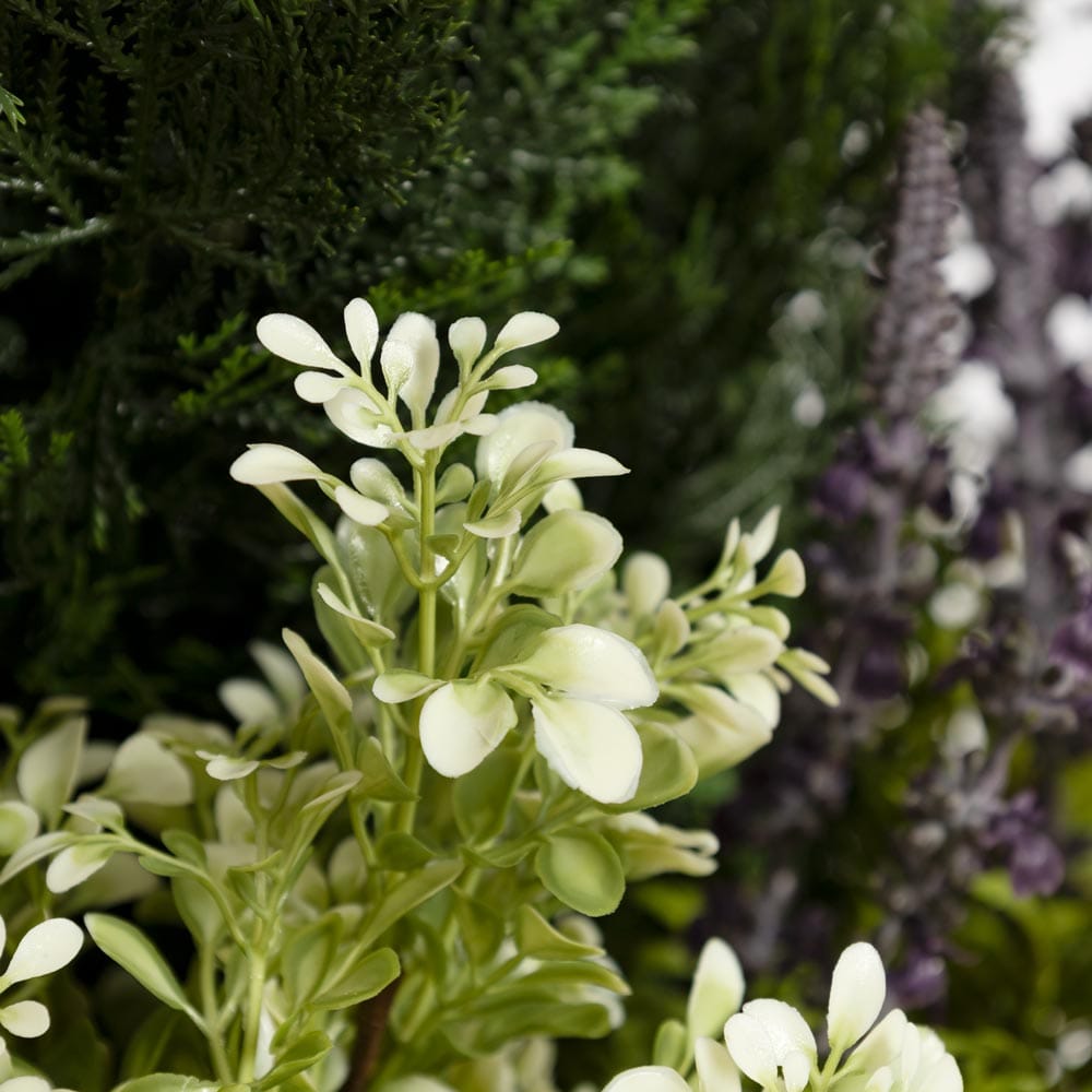 Cèdre artificiel en pot avec lavande et buis - Décors Véronneau