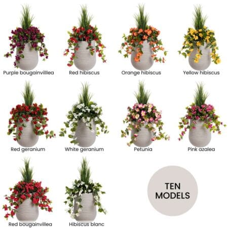 Artificial DIY outdoor planter kit in beige pot - Décors Véronneau