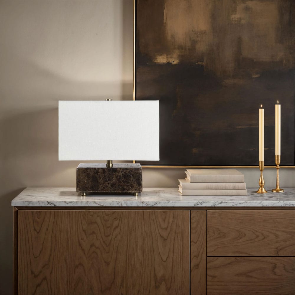 Lampe de table rectangulaire avec base en marbre - Décors Véronneau