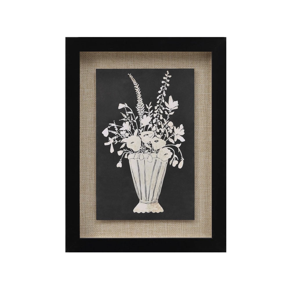 Cadre décoratif noir avec impression bouquet de fleurs - Décors Véronneau