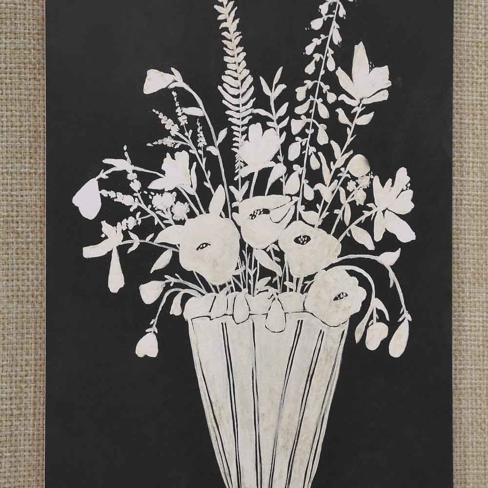 Cadre décoratif noir avec impression bouquet de fleurs - Décors Véronneau