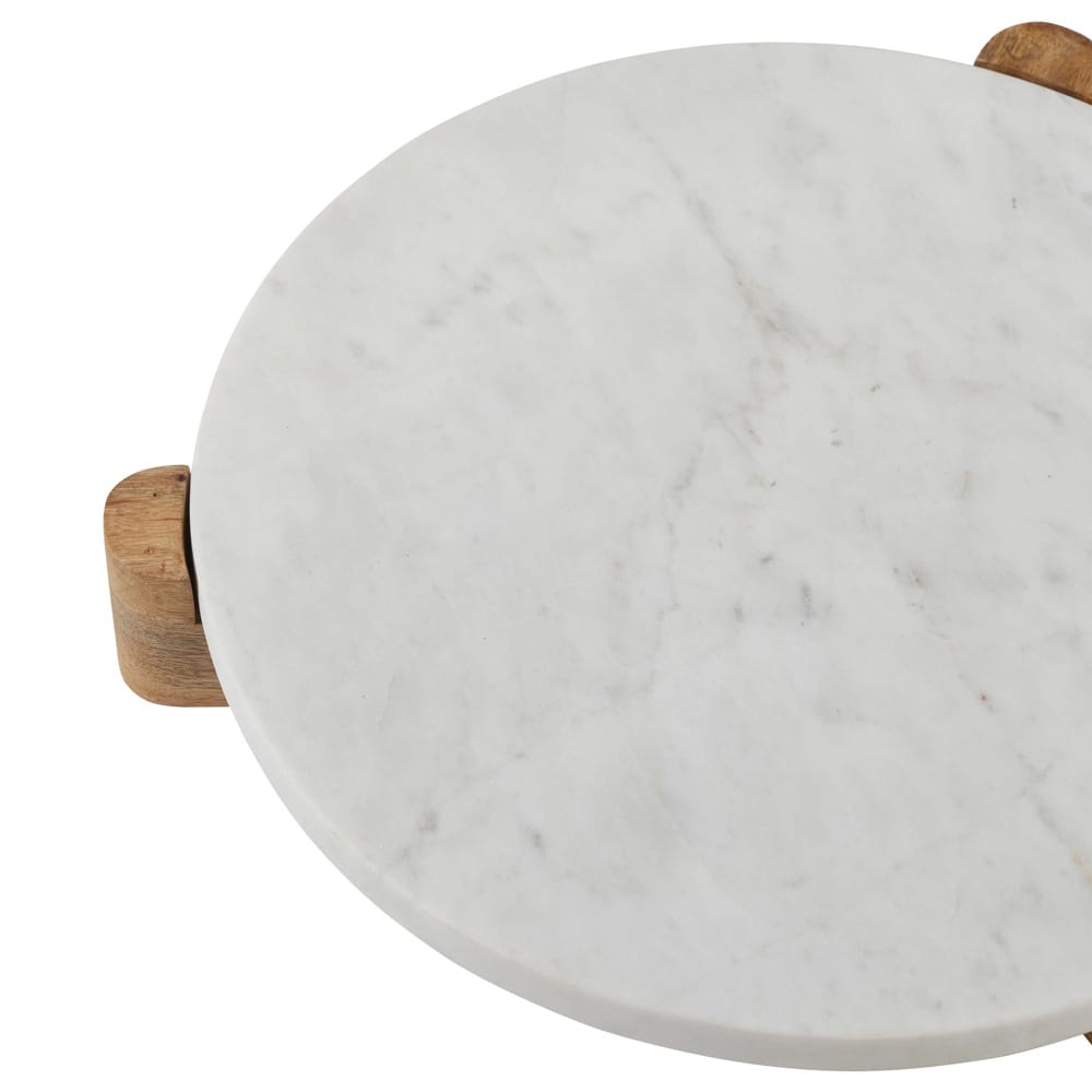 Plateau décoratif en bois et marbre - Décors Véronneau