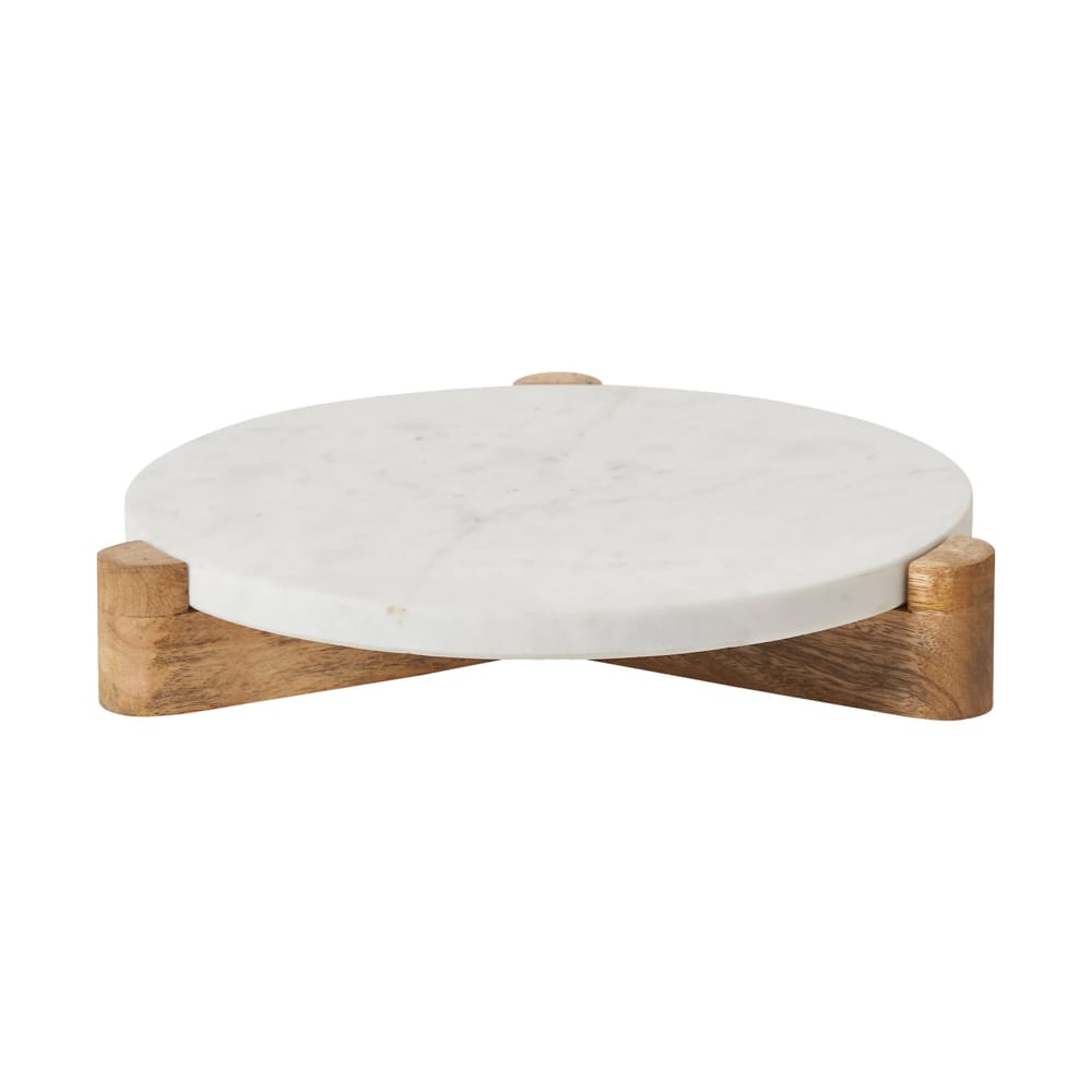 Plateau décoratif en bois et marbre - Décors Véronneau