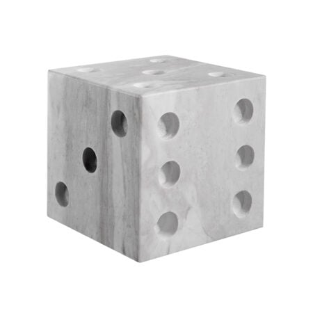 White marble decorative dice, 4''