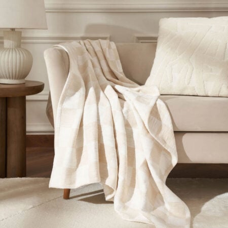 Plaid cotton throw, 70 x 50'' - Décors Véronneau