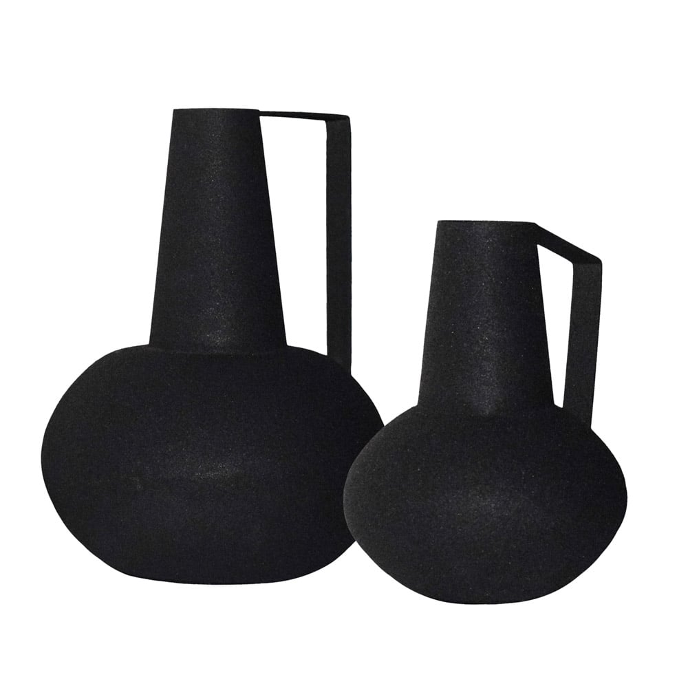 Vase en métal noir mat avec anse - Décors Véronneau