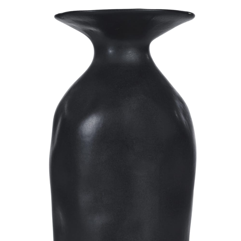 Long vase étroit en grès noir mat - Décors Véronneau