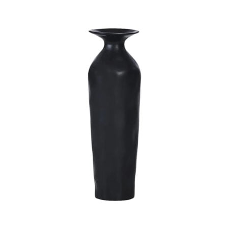 Narrow matte black stoneware vase, 11''