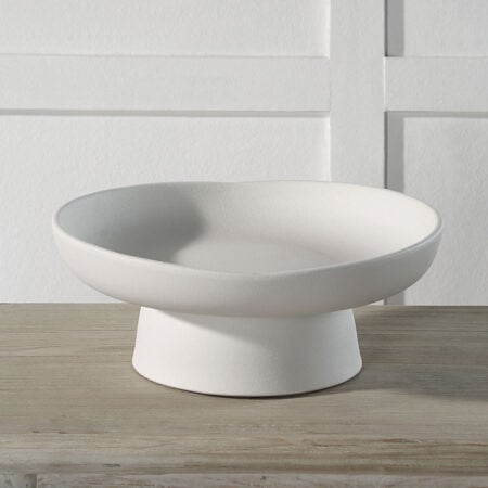 White porcelain pedestal bowl, 12'' - Décors Véronneau
