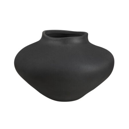 Organic black ceramic vase, 8''