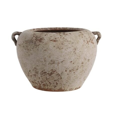 Handcrafted terracotta vase with handles, 6,5''