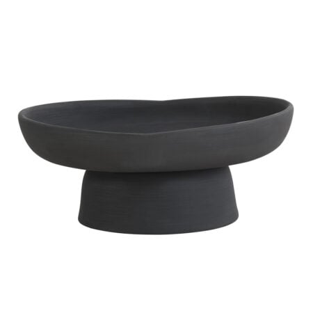 Black porcelain pedestal bowl, 12''