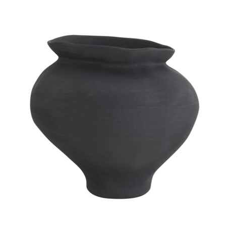 Sculptural black porcelain vase, 9,5''