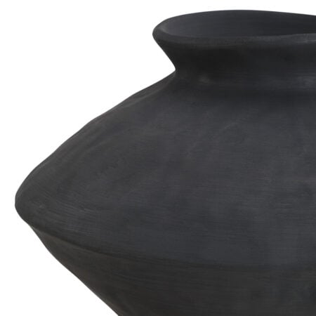 Handcrafted black porcelain vase, 6'' - Décors Véronneau