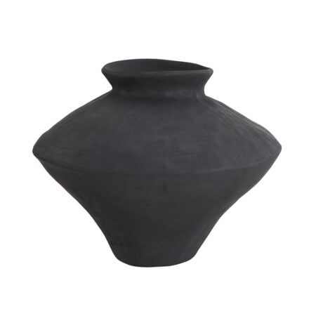 Handcrafted black porcelain vase, 6''