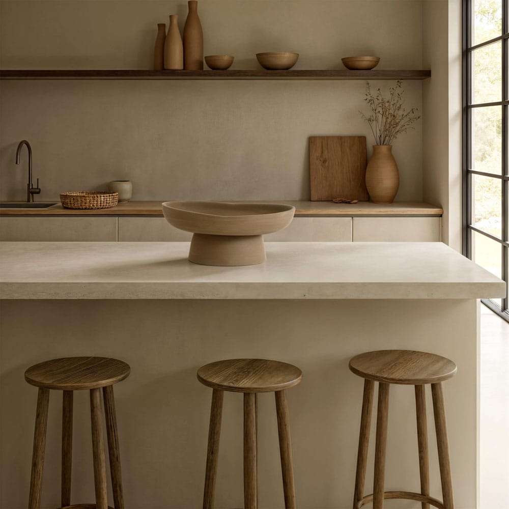 Brown porcelain pedestal bowl, 12'' - Image 2 - Décors Véronneau