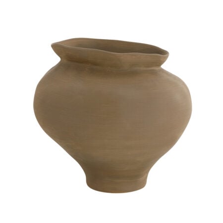 Sculptural brown porcelain vase, 9,5''