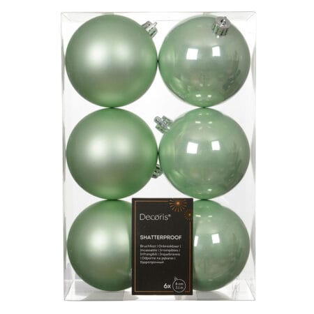 Boîte de boules de Noël vert menthe mattes et lustrées, 3-4''