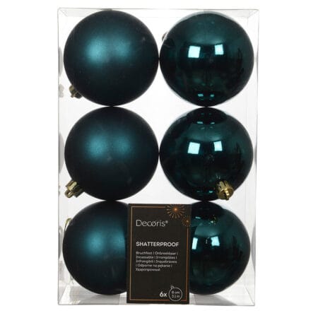 Boîte de boules de Noël émeraude mattes et lustrées, 3-4''