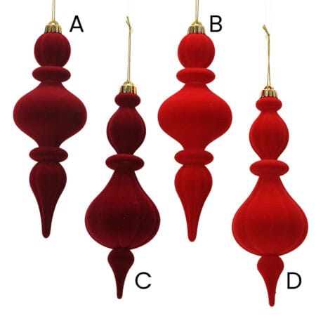 Ornement de Noël fleuron en velours rouge incassable, 12'' - Décors Véronneau
